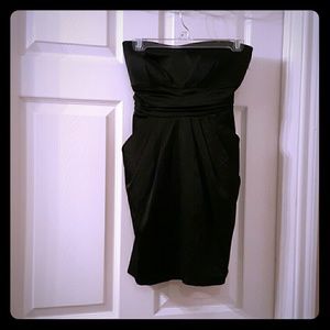 Black strapless  satin cocktail dress