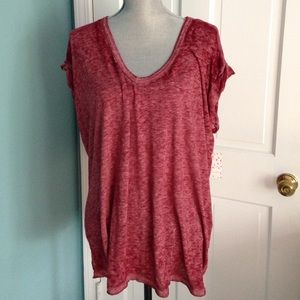 FREE PEOPLE Cranberry Sunwashed Tee