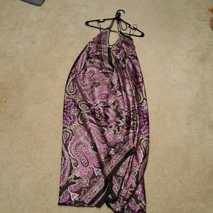 Purple satin Bohemian evening dress