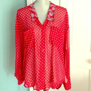 FREE PEOPLE Bandana Print Sheer Button Down Up