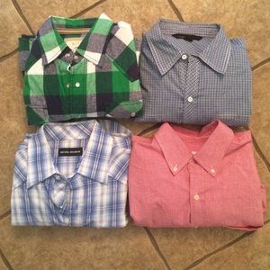 4 mens size large button up shirts