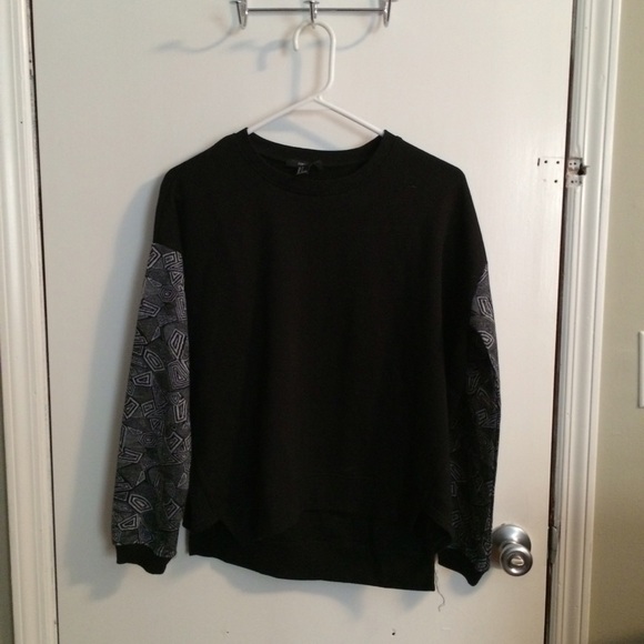Black Sweater with Printed Sleeves