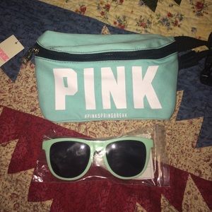 PINK fanny pack and sunglasses