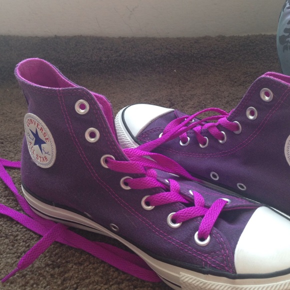 purple high top converse for trade