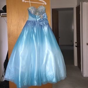 Tie die blue prom dress