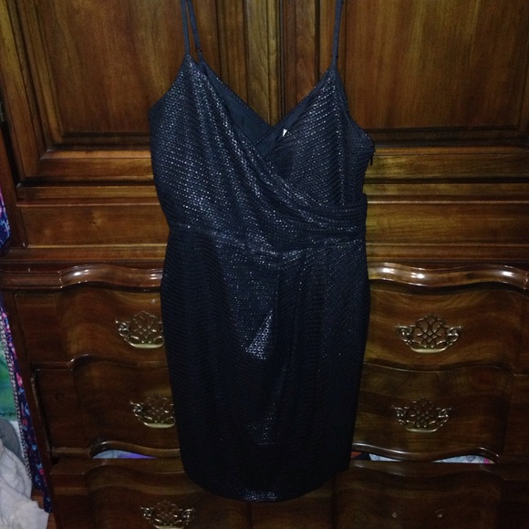 black drape cocktail dress