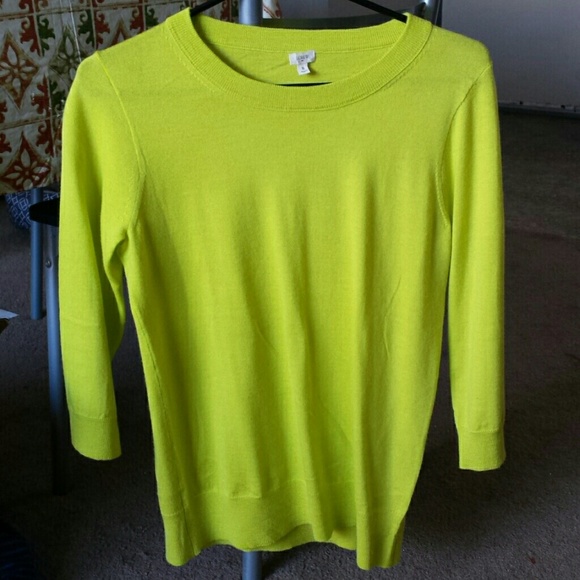 J Crew Chartreuse Merino Wool Sweater