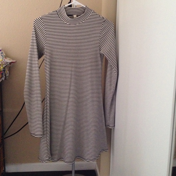 Striped mock neck dress