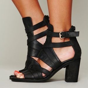 Free People Asher Heel -- Strappy Black Leather