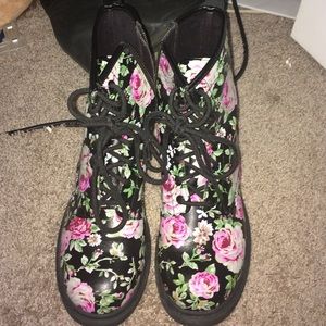 Floral combat boots