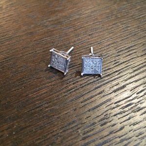 Diamond earrings screw back pave 925 silver