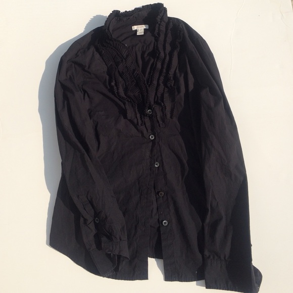 J crew ruffle black shirt sz 4p