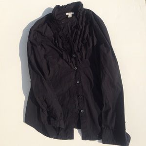 J crew ruffle black shirt sz 4p