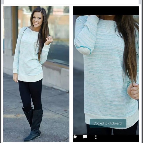 Mint blue and white light summer sweater