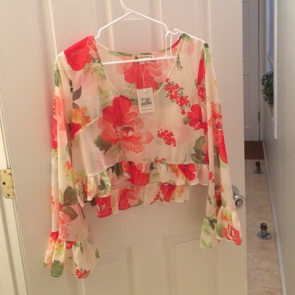 Floral long-sleeve crop top. Purchased from Tobi.