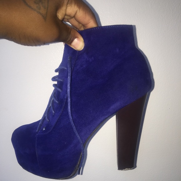 Glaze blue wedge booties