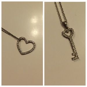 *TWO* necklaces heart and a key