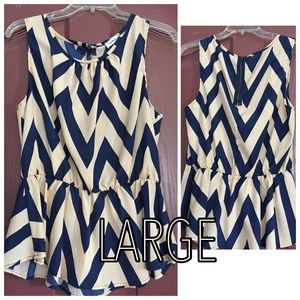 JeansWarehouse Nude & Blue Chevron Striped Tanktop