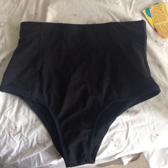 high waisted volcom black bathing suit bottoms