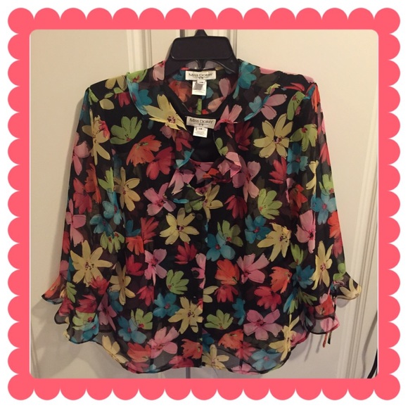 Two Piece Floral Chiffon Shell and Jacket