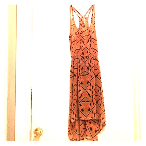 High/low orange dress.