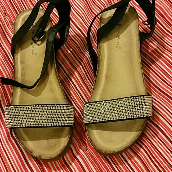 Black and silver sandals