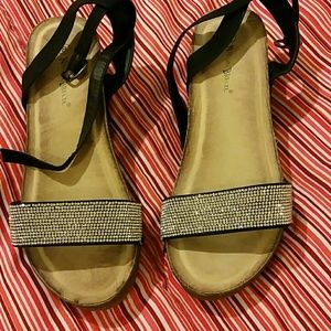 Black and silver sandals