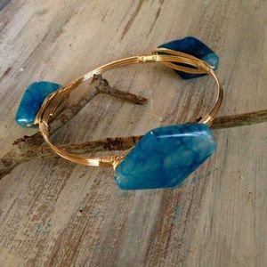 Blue Stone Gold Wire Bangle