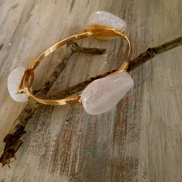 White Stone Gold Wire Bangle
