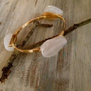 White Stone Gold Wire Bangle