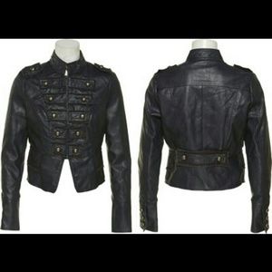 Jou jou vegan leather military jacket