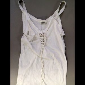 White tie-up tank top