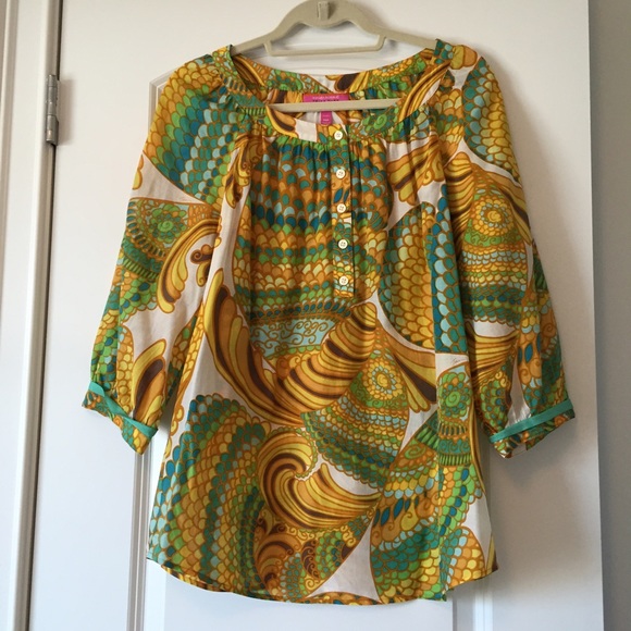 Peacock print blouse