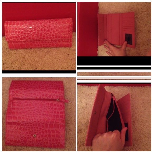 Macy's Pink Faux Crocodile Wallet