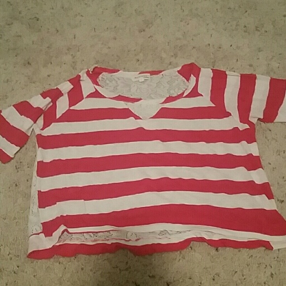 Striped top with lace back