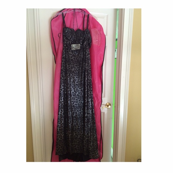 Metallic Silver Leopard Prom Dress - Picture 2 of 3