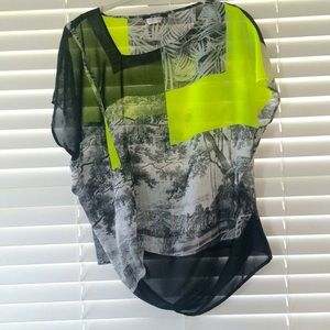 Sheer Graphic Print Blouse