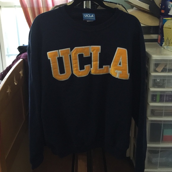 UCLA sweater, embroidered letters