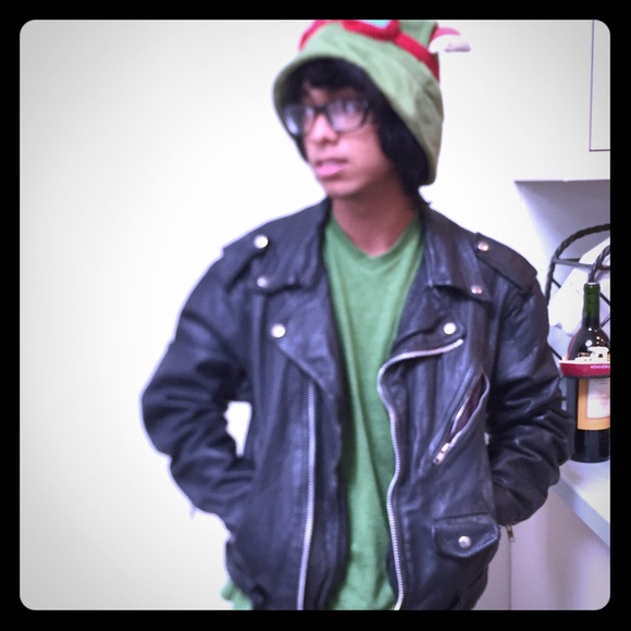 Authentic vintage leather biker jacket