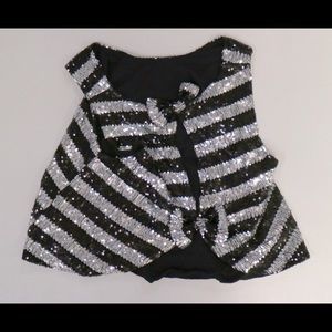 Sequined cropped bow back tank top