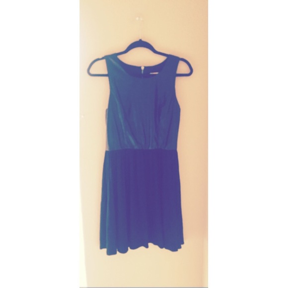 Black vegan leather skater dress