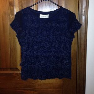 Navy blue shirt with ruffles