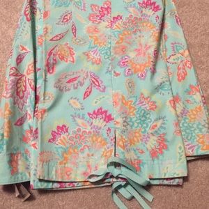 Floral Capris with Tie-Bottom Leg