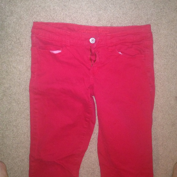 Red American eagle skinny jeans