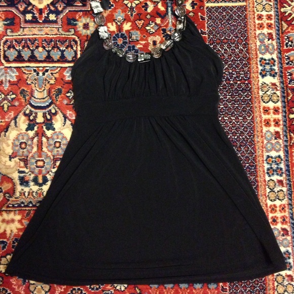 Halter top with stone neckline