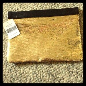 Gold sequin makeup bag