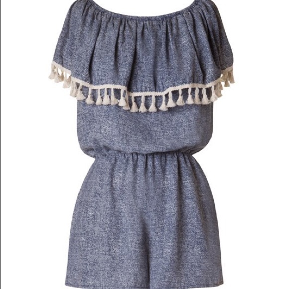 Denim Fringe Romper