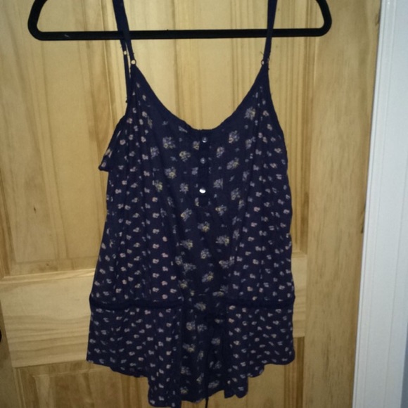 Navy blue floral tank aerie