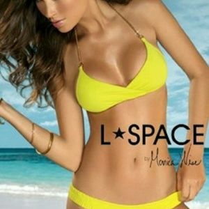 L space BLUE bikini top small