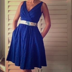Royal blue cotton sleeveless dress